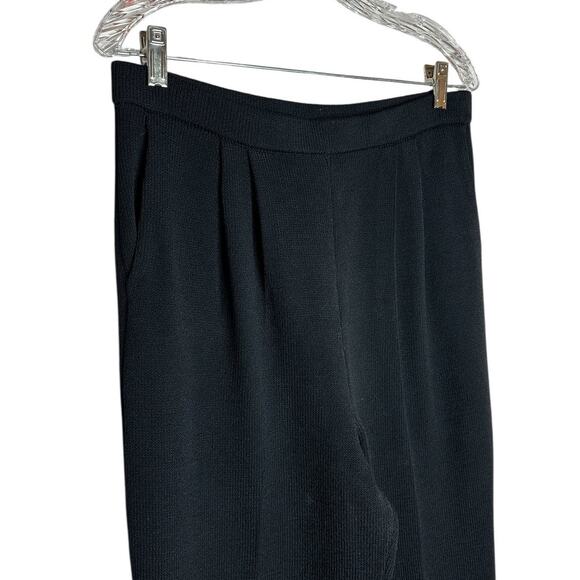 St. John Basics Black Pleated Front Santana Knit Slacks Pants Size 10 - Picture 3 of 8